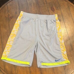 Nike Athletic Shorts in Gray with Yellow Accents
